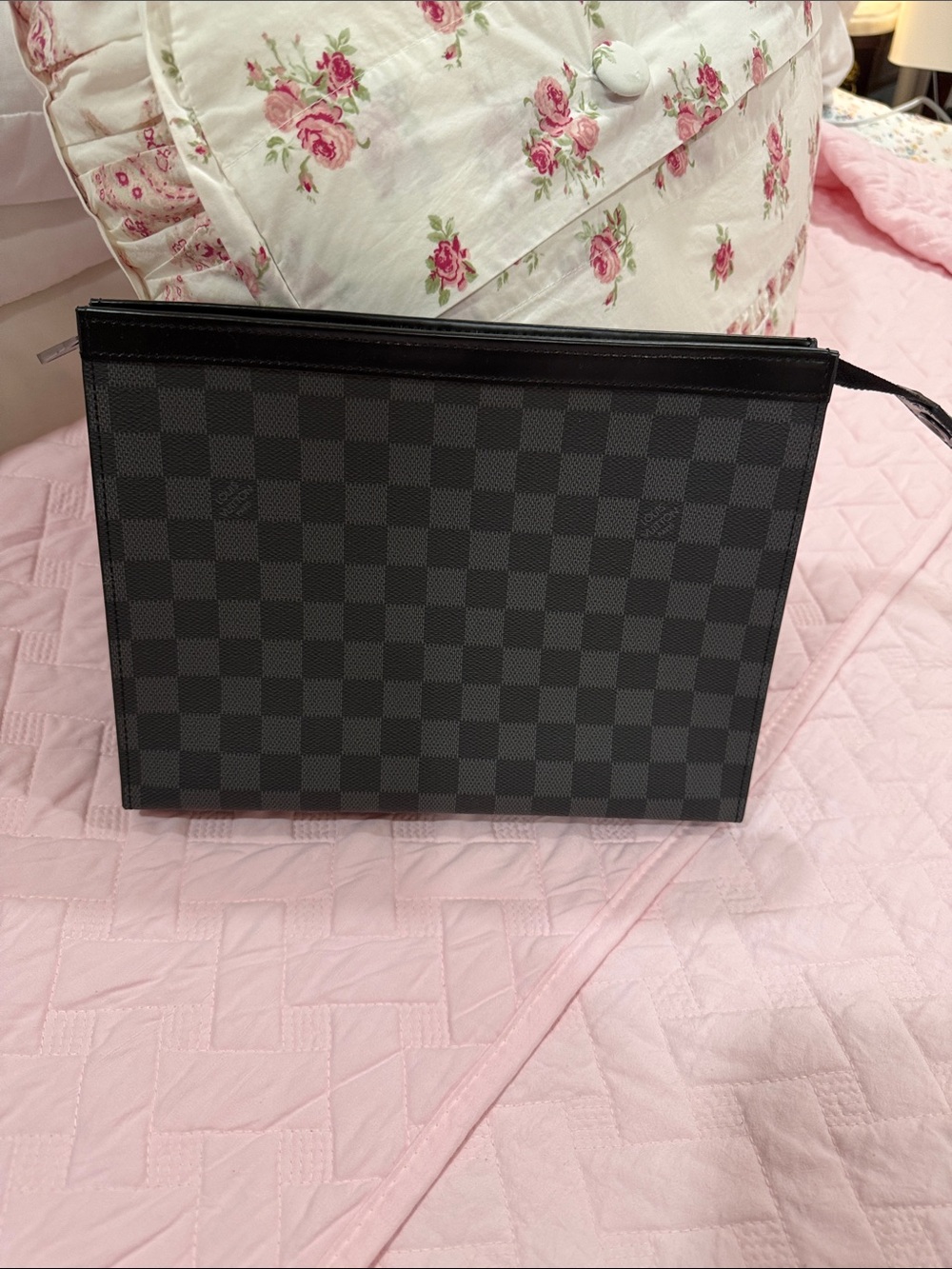 Textured Checkered Black Wristlet Clutch - Sleek Evening Pouch inspired
